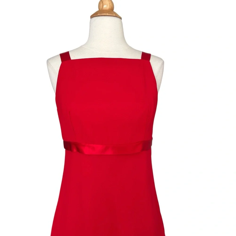 Vintage 90s Red Satin Cocktail Mini Dress‎ Scott McClintock USA Made Size 8